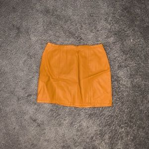 Light Orange Leather Skirt